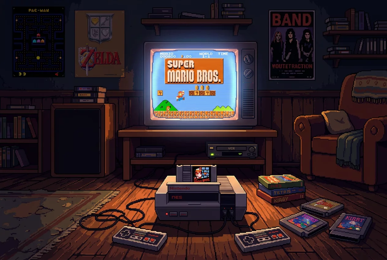 Retro gaming setup illustration